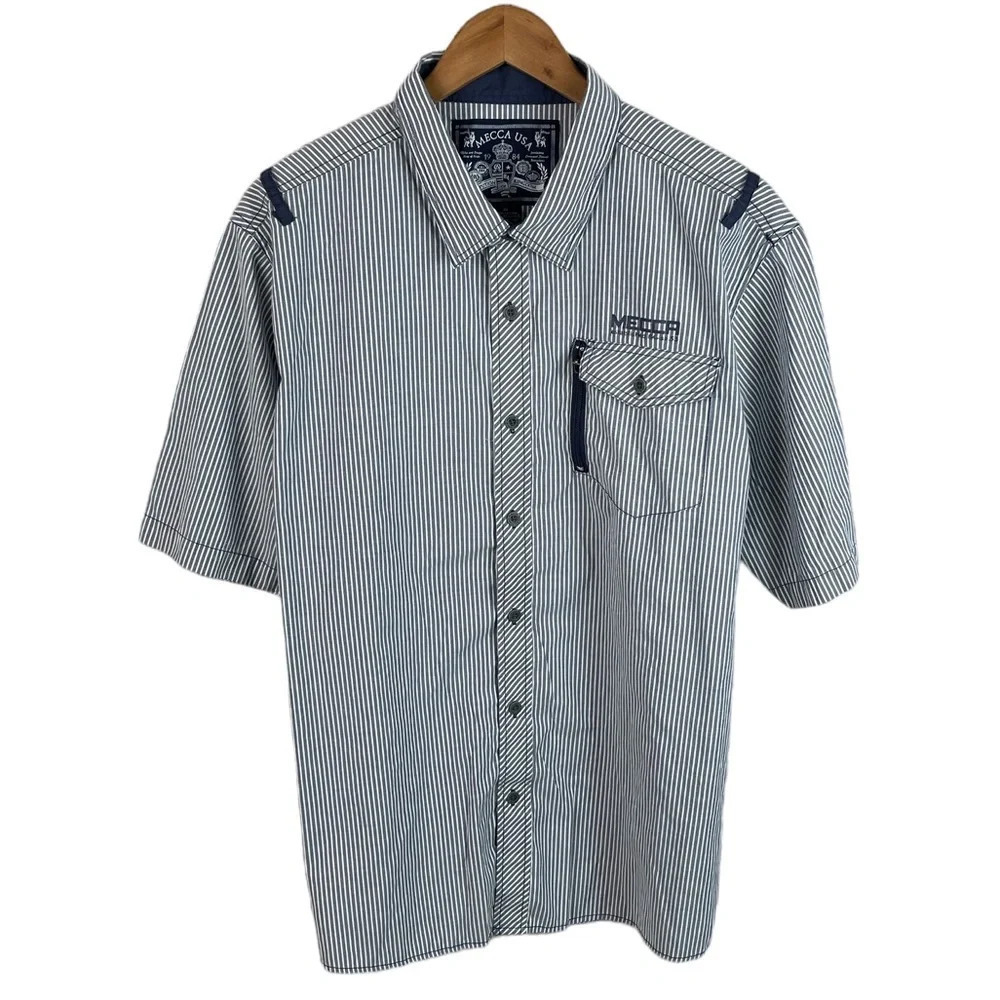 BF1021 Mens Mecca USA Seersucker Striped Urban Button Down Shirt XL